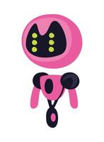 A pink robot with black eyes and a green dot vector