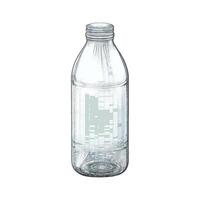 A clear plastic bottle with a label on it vector