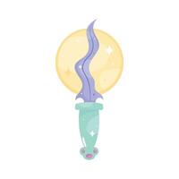 A cartoon sword with a glowing light on it vector