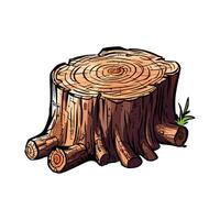 A cartoon illustration of a tree stump vector