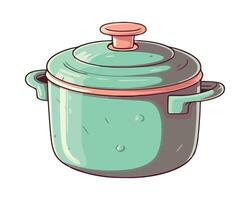 A green pot with a lid on a white background vector