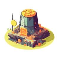 A cartoon illustration of a mine with a sign vector