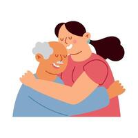 An elderly man hugging a woman vector