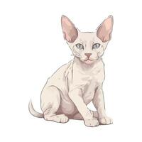 A white cat with blue eyes sitting down vector