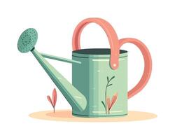 A watering can with a pink handle and a green handle vector