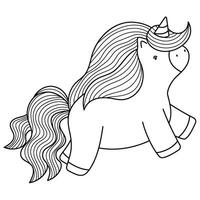 A unicorn coloring page with a long mane vector