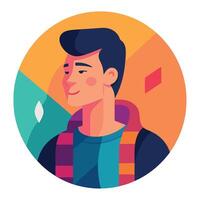 A man with a backpack and scarf in a flat style vector
