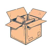An open box with a book inside vector