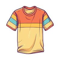 An orange t - shirt with a blue, yellow and red stripe vector
