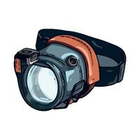 A cartoon headlamp with a flashlight on it vector