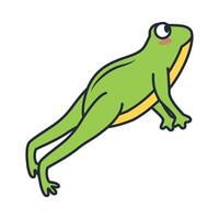 A cartoon frog jumping on a white background vector