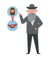 An old man with a beard and a hat is standing next to a man with a beard vector