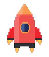 Pixel rocket ship illustration vector