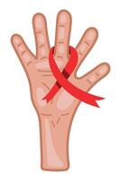 A hand with a red ribbon on it vector