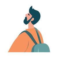 A man with a backpack is looking up vector