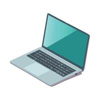 An open laptop computer on a white background vector