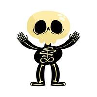 A cartoon skeleton with arms outstretched vector