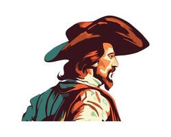 A man in a hat with a beard and mustache vector