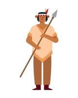 Native american man with spear vector