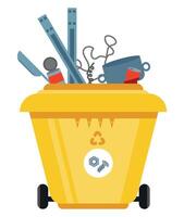 Garbage can with tools and other items vector