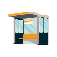 An illustration of a bus stop with a bench inside vector