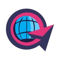 A globe with an arrow pointing to it vector