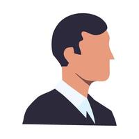 A man in a suit and tie is shown in a flat style vector