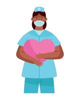 A nurse holding a heart vector
