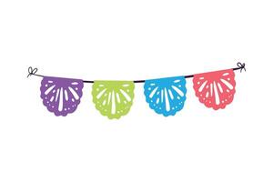 Colorful paper flags hanging on a string vector