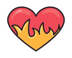 A heart with flames on it vector