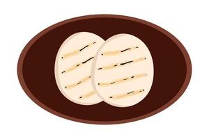 Two slices of bread in a brown circle vector