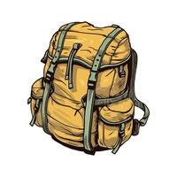 A yellow backpack with straps and straps vector