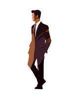 A man in a suit and tie is standing in front of a white background vector