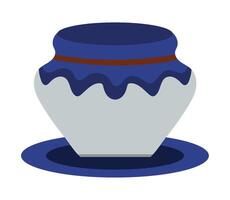A blue pot with a lid on a saucer vector