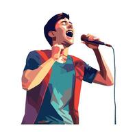 A man singing into a microphone vector