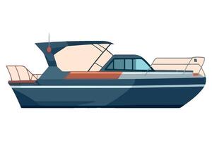 A boat with a motor on the back is shown vector