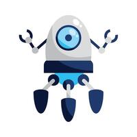 A robot with blue eyes and a white background vector