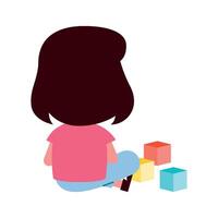 A little girl sitting on the floor with blocks vector