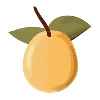 An illustration of a lemon with leaves vector