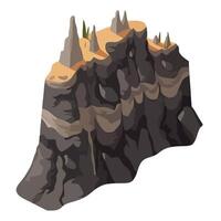 An illustration of a mountain with a rock formation vector
