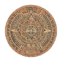 A round wooden disk with an aztec design vector