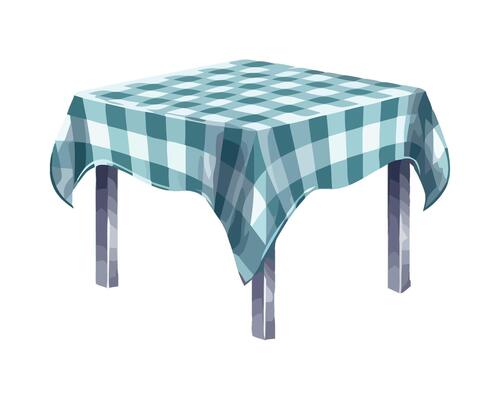 Tablecloth on a table with legs