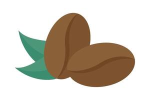 Two coffee beans with leaves on a white background vector