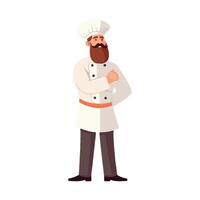 Chef in uniform with beard and hat illustration on white background vector