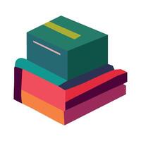 A stack of colorful boxes with a yellow box on top vector
