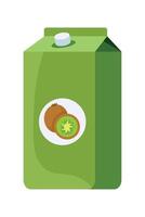 A green juice carton with kiwi fruit on it vector