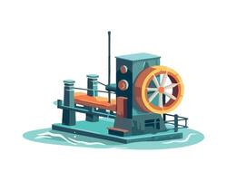 An illustration of a machine that is sitting on the water vector