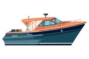 A boat on a white background with a blue bow vector