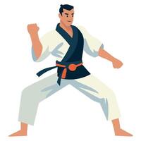 A man in karate gear is doing a kick vector