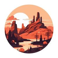 A landscape with trees and rocks in the background vector